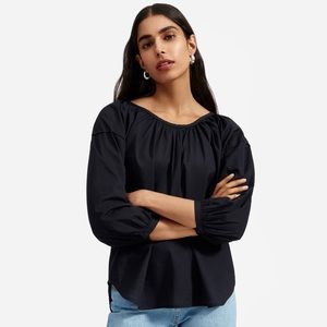 Everlane The Ruched Air Blouse - Black